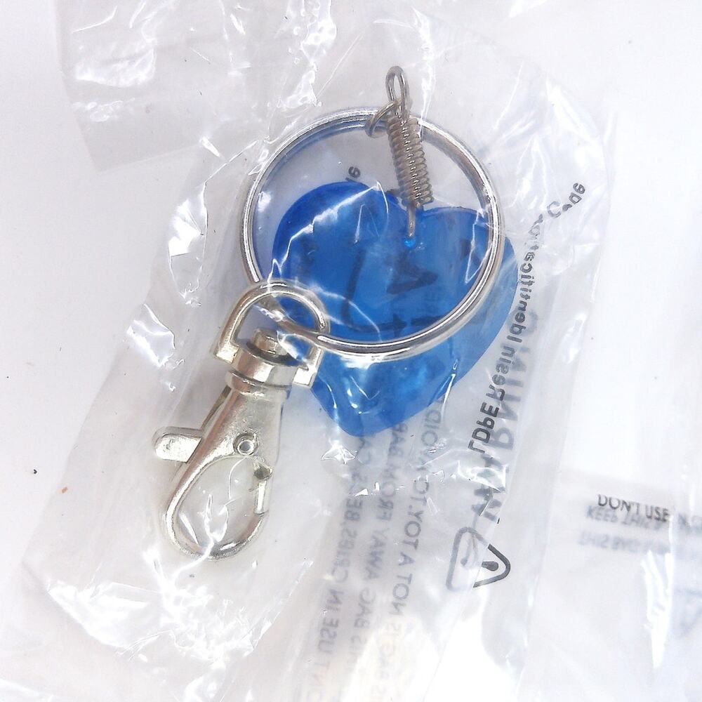 Acrylic Blue Heart Keychain Lot Reseller Flea Party Gift Giveaway Set of 17 - Picture 5 of 6